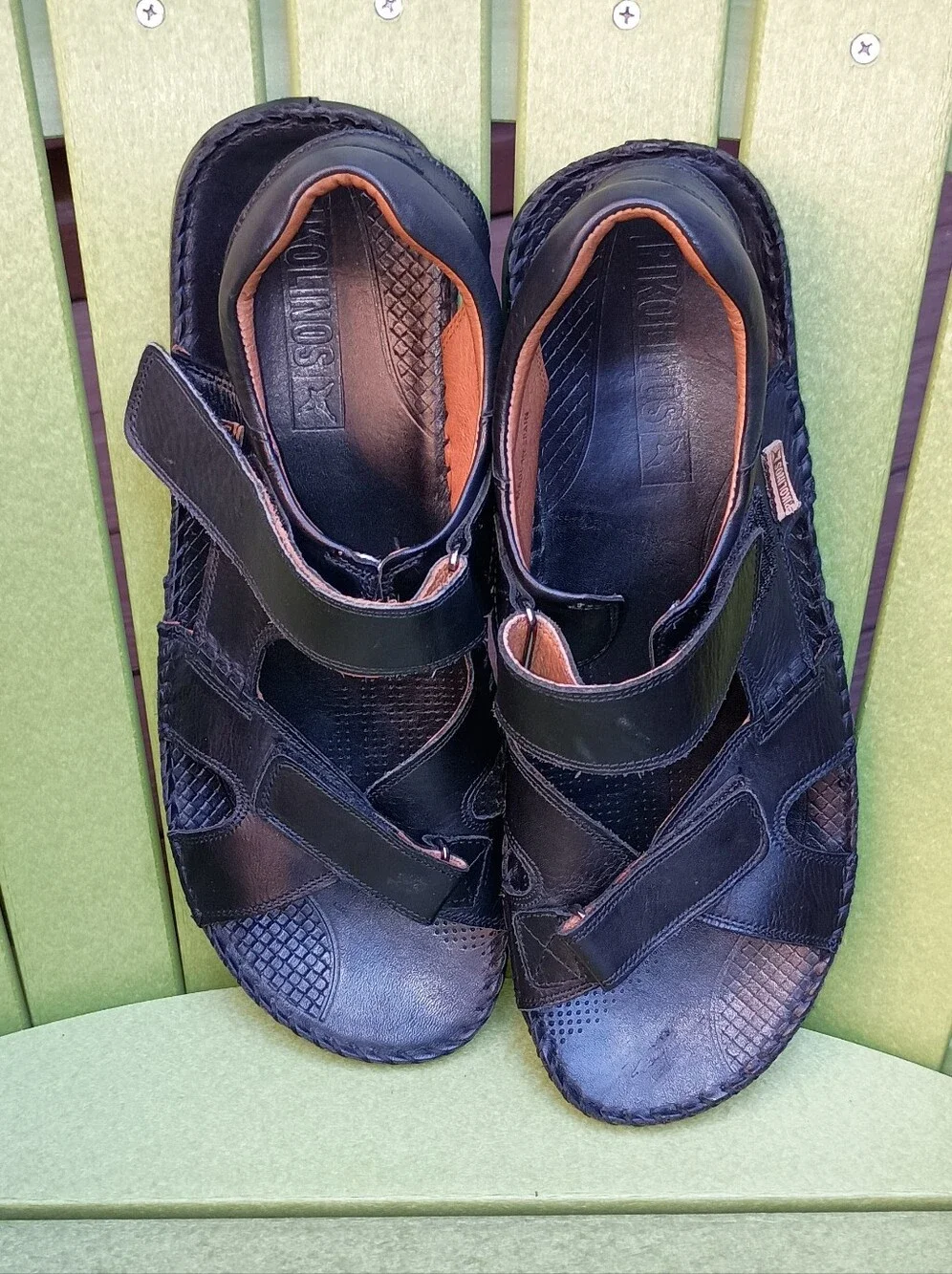 PIKOLINOS Black Leather Men's Sandals Size 45